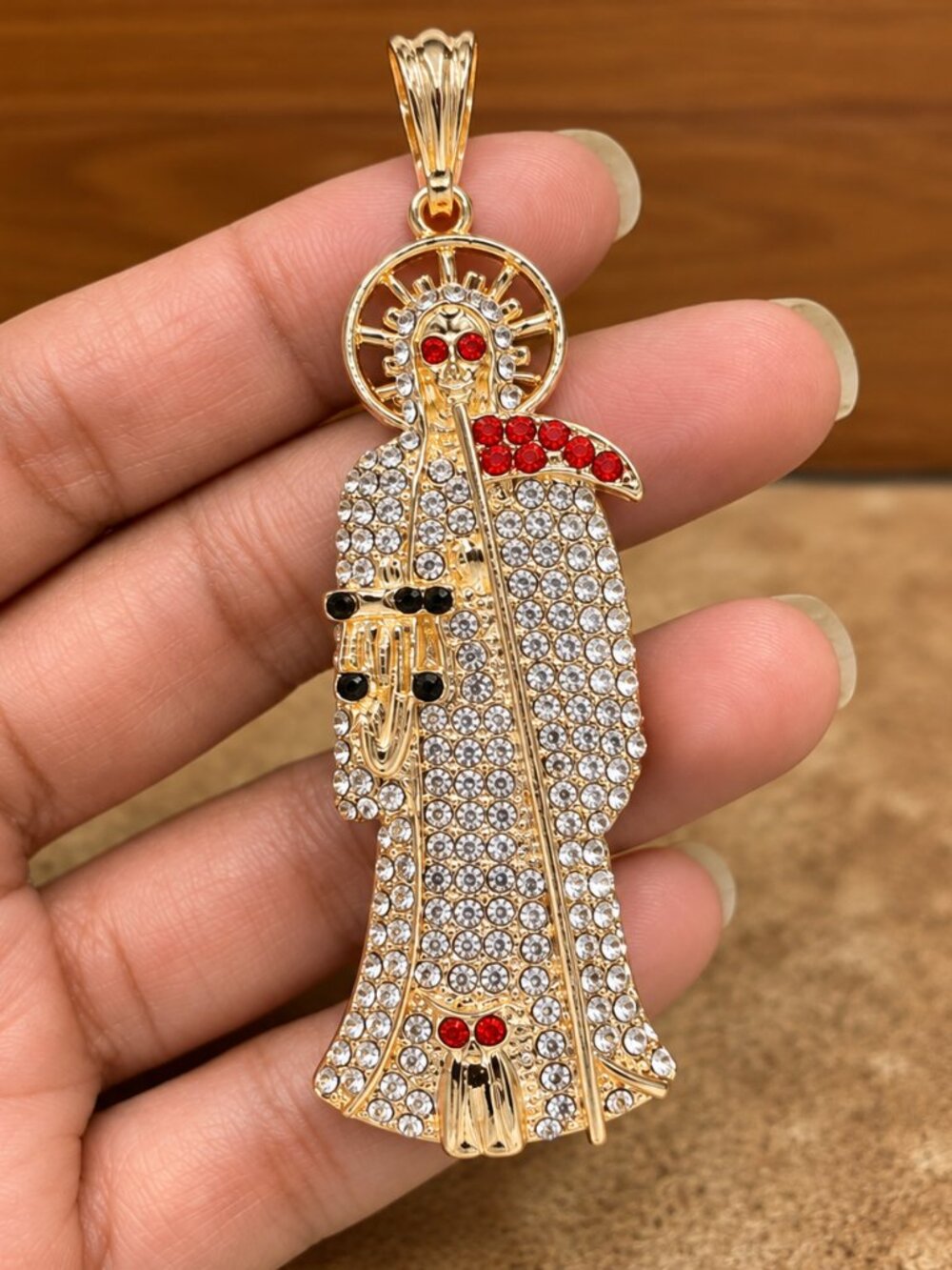 3-Inch The Grim Reaper Pendant - Iced Bling Dije de La Santa Muerte